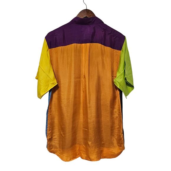 Reputation Colorblock Washable Silk Button-Up Shirt Men's Size XL NWT Retro - Picture 2 of 6